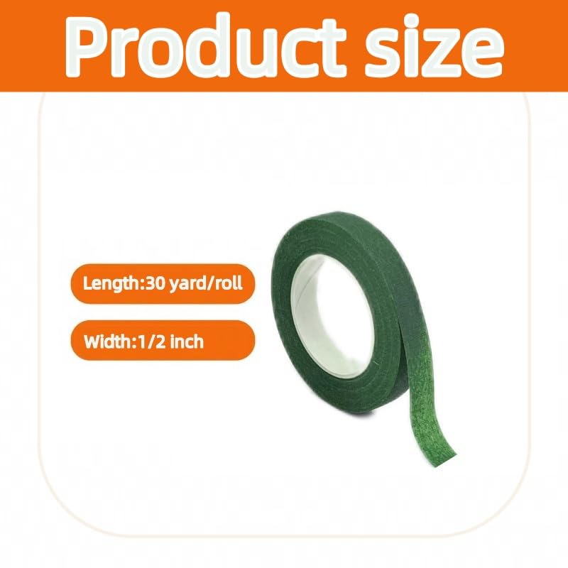 Floral Tape 1/2" Wide Flower Tape for Bouquets Floral Arranging Bouquet Stem Wrap Flower Crafts (4, Green) - color: Green