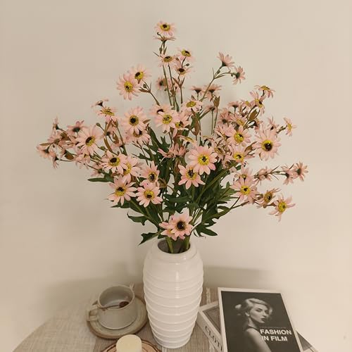 ATFL 23'' Artificial Daisy Pink,6 Bouquets Fake Daisies Flowers,Faux Daisies for Home Table Centerpieces Arrangement Decoration (6, Pink) - color: Pink