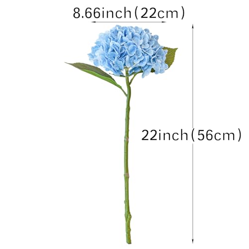 22" Large Real Soft Touch Artificial Hydrangea Flowers Bouquet Latex Hydrangeas for Wedding, Home, Office, Bridal Party Decoration Garden Office Room Table Centerpieces 3pcs Blue - color: 3pcs Blue