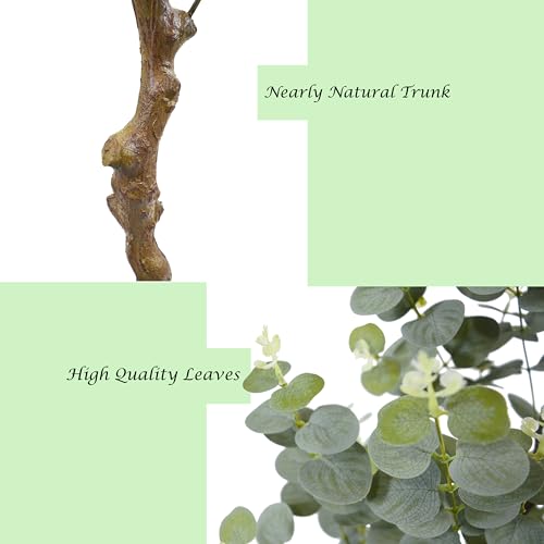Artificial Eucalyptus Tree 6ft, Faux Plant with Basket, Fake Eucalyptus Trees with White Silver Dollar Leaves, Faux Potted Plants for Home Office Decor Indoor Outdoor - color: Eucalyptus, size: 6ft