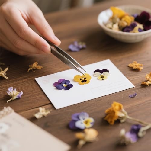 60Pcs Dried Pressed Pansies Flowers for Cake Decorating, Purple Real Dry Flower for Resin Art Crafts Jewelry Decorations - size: Purple