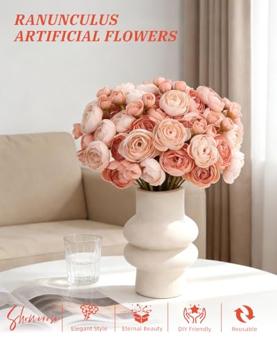 24 Pcs Ranunculus Artificial Flower Faux Silk Mini Ranunculus Flowers Fake Flowers for DIY Bouquet,Centerpieces Tables, Wedding Decor, Bridal Shower Decorations,Home Decor - color: Dusty Rose