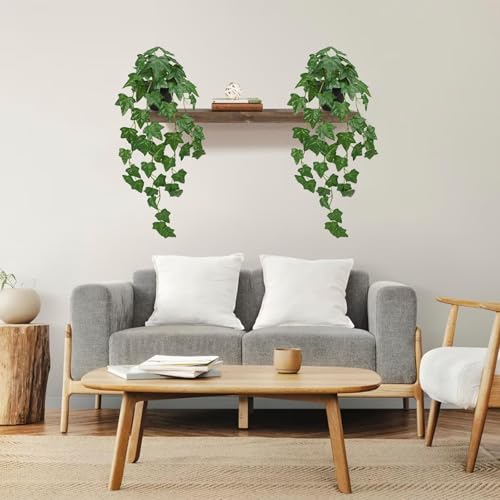 GnFlus Set of 2 Fake Ivy Plant for Home Decor Indoor Silk Artificial Hanging Plant 25" Fake Ivy Vine Faux Ivy Leaves for House Room Indoor Outdoor Home Shelf Office Plant Decor - color: Green-set of 2