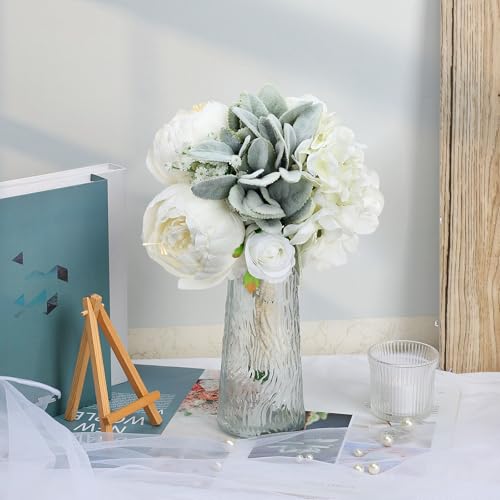 White Pre-Made Bridesmaids Bouquets Set of 4-7 inch Small Rustic Aritificial Flower Bouquet for Wedding Marriage Proposal Decor - color: White, size: Set of 4 Bouquets