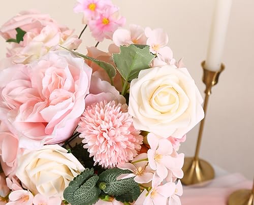 Artificial Flower Pink Peony Rose, Silk Peonies Faux Flowers for DIY Wedding Bouquet Bridal Shower Cake Flower - color: Blush Pink Peony