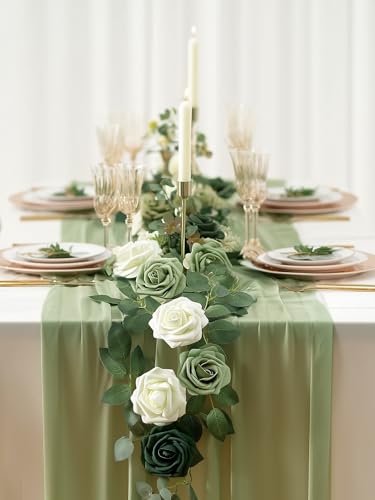 InnoGear Artificial Flowers, 50 Pcs Shades of Forest Green Rose Foam Fake Roses Bulk with Stems for Spring St. Patrick's Decoration DIY Wedding Bouquets Centerpieces Bridal Shower Party - color: Shades of Forest
