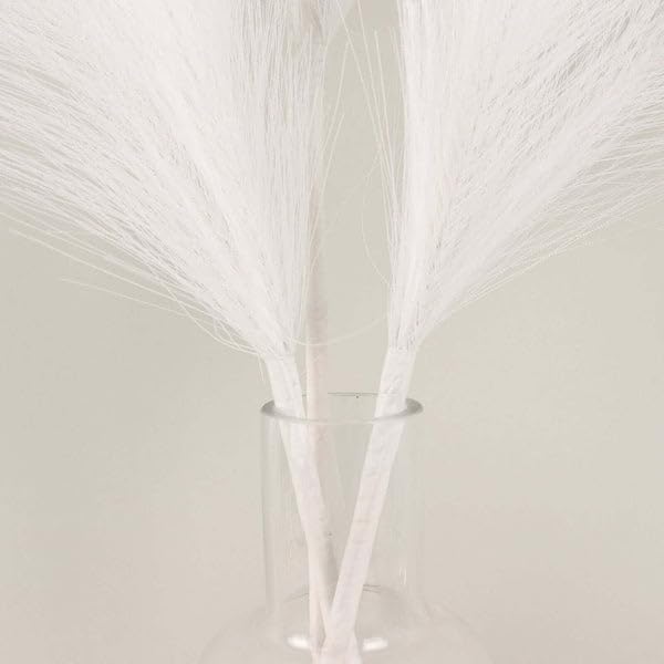 Tableclothsfactory 3 Stems | 44" White Artificial Pampas Grass Plant Sprays, Faux Branches Vase Flower Arrangement - color: White