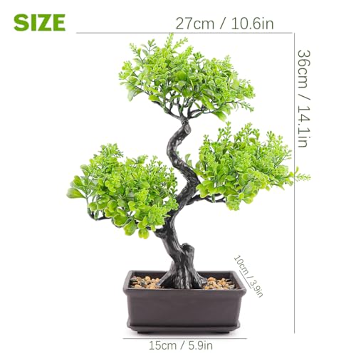 Artificial Bonsai Tree，Fake Plants Lifelike Plastic Bonsai Plant Simulation Green Plants for Home and Office Decor（Green） - color: Color 2