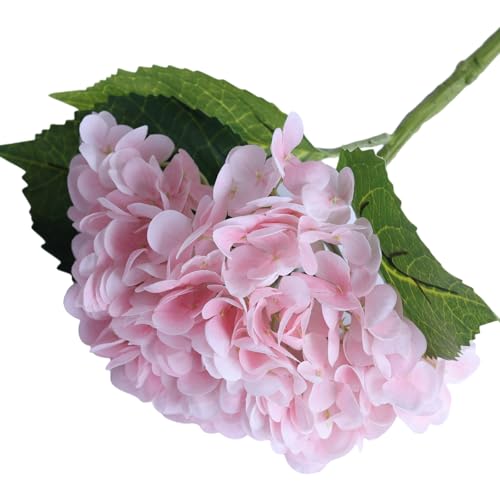 Pink Hydrangea Artificial Flowers - High-End 22.5cm Oversized Heads (4pcs) | Real-Touch Design | Perfect for Christmas, Weddings, Home Decor, Parties & Outdoor Use (Pink) - color: Pink