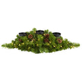 Nearly Natural 30in. Christmas Artificial Pine Triple Candelabrum with 35 Clear Lights and Pine Cones - size: 8in. W x 8in. D x 30in. H