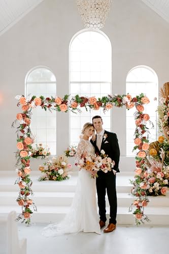 Lvydec 2 Pack Artificial Peony Flower Garland - 6ft Silk Peony Orange Flower Garland Arch Flower Vine for Wedding Party Table Decoration(Orange) - color: Orange