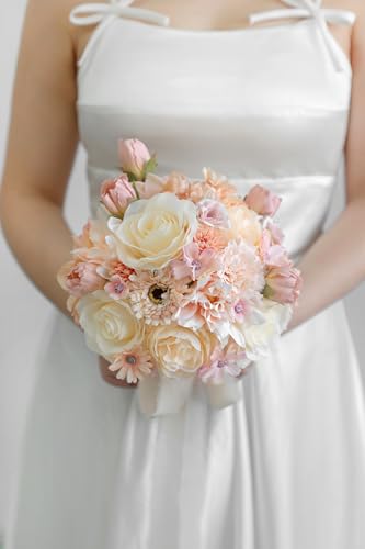 Fake Flowers Heads Bulk Champagne Mini Artificial Silk Flower for Crafts, Small Artificial Daisy Roses Faux Flowers for Graduation Cap DIY Cake Wedding Party Home Garland Decoration - color: Champagne