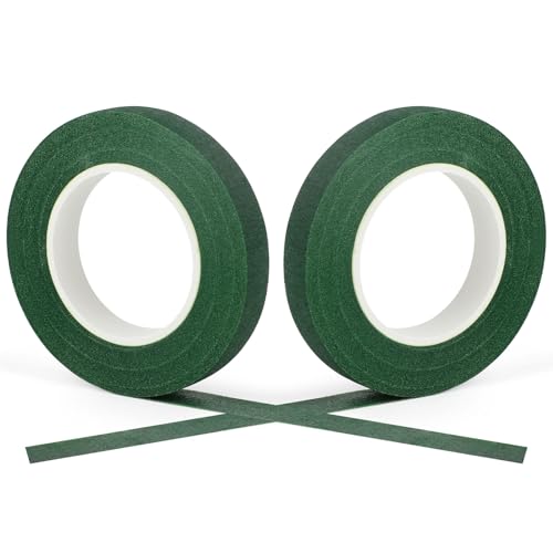 DECORA Floral Paper Tape 1/2 x 30 Yards Premium Quality Flower Stem Wrap Tape for Bouquet Stem Wrapping and Floral Crafts (Dark Green - 2 Packs)