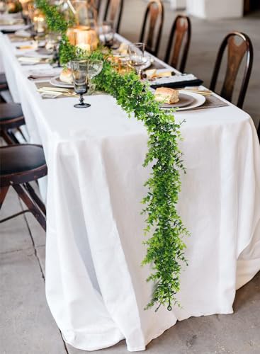 RECUTMS Artificial Eucalyptus Garland - Fake Greenery Leaves Vine Garlands Faux Hanging Plants 3 Packs for Home Garden Mantle Table Wedding Backdrop Arch Wall Decoration - color: Eucalyptus