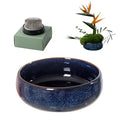 Water Lotus Bowl Planter Kit - Japanese Compote Bowl Ikebana Vase Set w/ 1.8" Floral Frog- Ideal for Ikebana, Flower Arrangement & Hydroponic Planting (Blue) - color: Blue