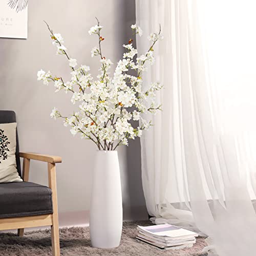 obbsie 4pcs Artificial Cherry Blossom Flower Branches, 39.4" Fake Silk Pink Cherry Blossom Tree Stems Faux Cherry Flowers Vase Arrangements for Home Wedding Table Centerpieces Vase DIY Decor, White - color: White, size: 4pcs