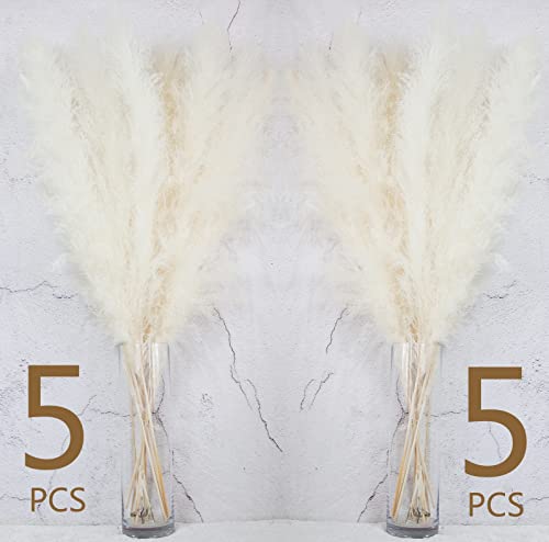 10 Stems 40-inch White Pampas Grass Decor Tall, Large Pampas Grass, Boho Neutral Home Decor Bouquet. Fluffy Pampas Grass for Floor Vases, Wedding Floral Arrangements, Wall Decor, Farmhouse Table Decor - size: 10PCS-40inch