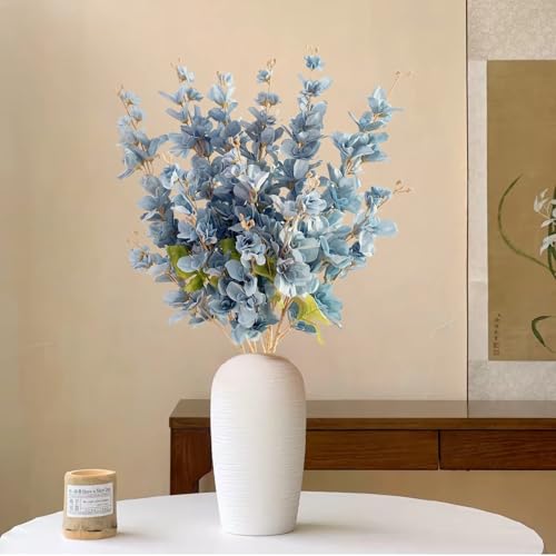 6PCS Dark Blue Delphinium Artificial Flowers Espigas para Jarrones Fake White Flowers Tall Flowers for Floor Vase Flowers for Tall Vase Floral Arrangements Home Table Wedding Decor - color: Dark Blue