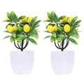 PRETYZOOM Artificial Lemon Tree Decor 9.5 Inch Simulated Lemon Branches in Small White Pot Faux Plant for Home Kitchen Table Centerpiece and Party Decoration