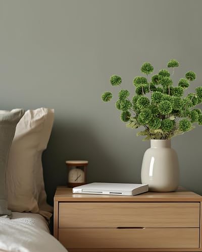 DuHouse 6pcs Artificial Flowers Faux Silk Pompon Mum,Silk Small Mini Chrysanthemum Ball with Stems for DIY Wedding Bouquets Centerpieces Vase Home Table Kitchen Decorations(Green) - color: Green, size: 6pcs