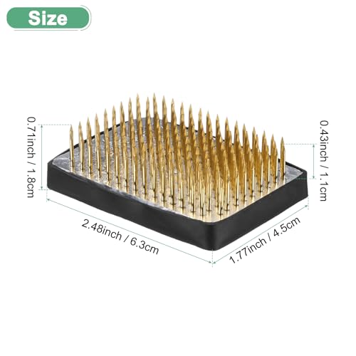 M METERXITY Flower Frog 2.48" x 1.77" Rectangle Copper Floral Arranger Pins Ikebana Holder W Rubber Base for Flower Arrangements/Craft Plant/Home Decor, Floral Kenzan Fixed Tool [1.1cm Pins] - size: 2.48" x 1.77"