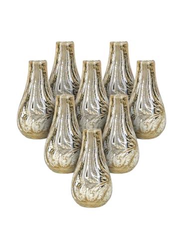 Serene Spaces Living Gold Crackle Bud Vase, Vintage Style Vase for Floral Arrangements at Weddings, Parties, Events, Home, 5.75" Tall & 3" Diameter, Medium, Set of 12 - color: Medium, Set of 12