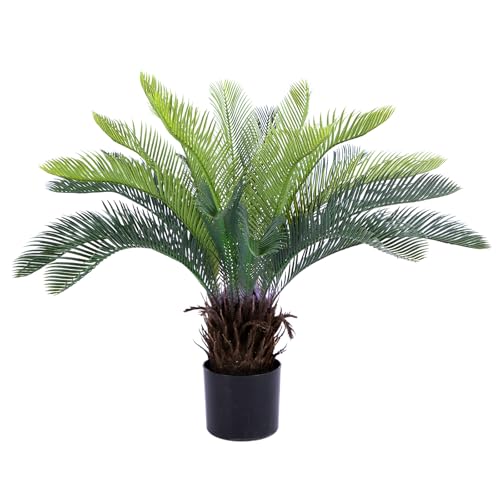 Bellacat 2ft Artificial Cycad Tree UV Resistant with Lifelike Bark & Realistic Leaves, 24in Super Full Faux Sago Palm Tree, for Porch Patio Front Door Home Office Decor - size: 2ft