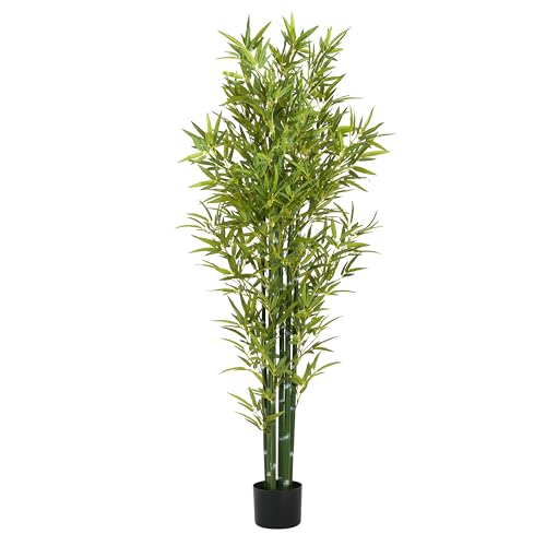 Christopher Knight Home Alene Set of 2 72''H Artificial Tree Indoor, Artificial Bamboo Tree with Nursery Pot, Faux Tree with Black Plastic Pot for Living Room, Artificial Plant for Home Decor, Green - color: Green/72''h