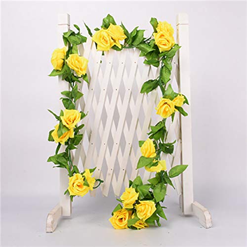 canjoyn 2 Pack 4.2 Feet/Piece Artificial Flower Vine Rattan Hanging Silk Rose Garland for Wedding Venue Backdrops Flower Walls Photo Background Bridal Showers, Baby Showers, and Event Decor (Yellow) - color: Yellow