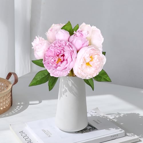 TOCHGREEN Artificial Peonies Silk Flowers 2 Bouquets 14 Heads Vintage Faux Peony with Stems for Home Wedding Table Decor Bridal Bouquet Floral Arrangement - color: Purple