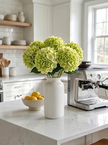 3 Pcs Real Touch Green Hydrangea Artificial Flowers - 20" Large 3D Latex Light Green Faux Hydrangeas (Waterproof & 176 Petals) for Outdoor Vase, Wedding Centerpieces, Home Kitchen Decor - color: Light Green
