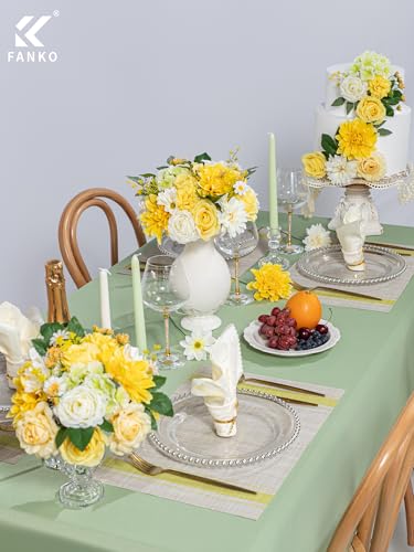 FANKO Artificial Flowers for DIY, Yellow Faux Flowers Bouquet, Fake Rose Dahlia Daisy Cosmos Silk Flowers for Vase, Home Decor, Garlands, Garden Wedding, Party, Birthdays - color: Cream Yellow