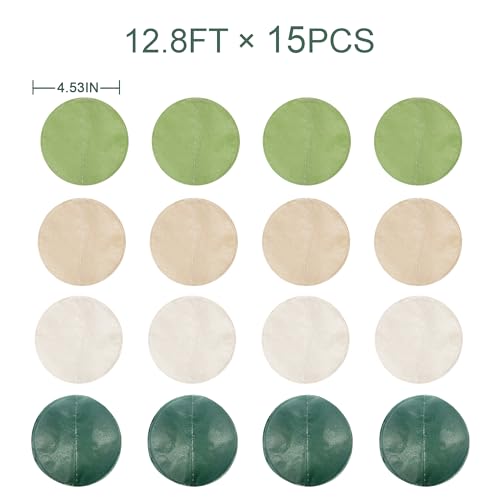 205 Ft Sage Green Party Decorations Oilve Green and Beige Circle Dot Backdrop Garland Tissue Paper Polka Dots Hanging Streamer for Baby Shower Birthday Wedding Engagement Bachelorette Party Supplies - color: Olive Green Beige