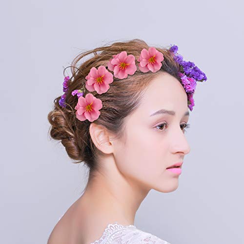 Artificial Silk Cherry Blossom Flower Heads, Fake Fabric Sakura Floral Head Decor for Bridal Hair Clips Headbands Dress DIY Accessories Wedding Party Supply Table Decorative (100pcs Pink) - color: Pink