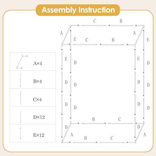 4.95 * 6.56 FT Backdrop Frame Stand, Wedding Decor Metal Arbor Flower Stand, Balloon Arch Backdrop, Golden - size: Double Rectangle