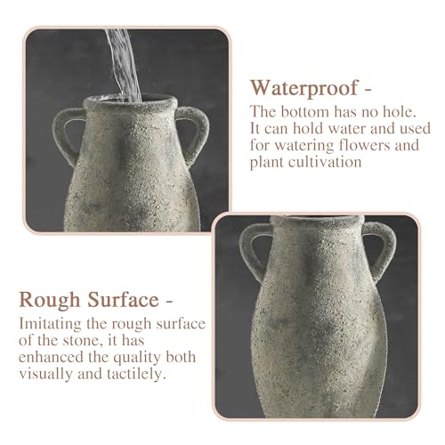 Ceramic Rustic Vase with Handle,11.3 inch Vintage Vase for Home Decor - Tall Farmhouse Flower Vase with 2 Handles, Living Room Entryway Table Centerpiece Decor - color: 102-3-11.3in