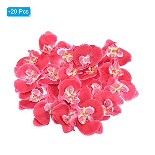 PATIKIL 7cm/2.8" Artificial Orchid Flower Heads, 20 Pack Silk Phalaenopsis Fake Butterfly Orchid Heads for Wedding Floral Bouquet Decor DIY Craft Making, Fuchsia - color: Fuchsia, size: 2.8"