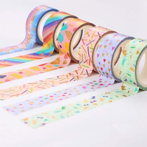 12 Rolls Gold Foil Floral Washi Tape Set Foil Masking Tape Decorative for Scrapbooking, Planners, DIY Crafts, Journal Supplies, Planners, Scrapbook, Gift Wrapping