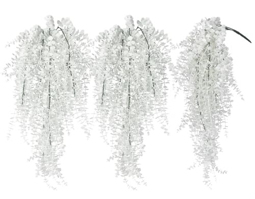 RECUTMS Fake Plant Hanging Eucalyptus Vines Plants Faux Eucalyptus Leaf Hanging Plant for Room Wedding Proch Yard Outdoor Home Wall Kitchen Bathroom Indoor Decoration in 3 Pcs(Pure White) - color: Pure White, size: Hanging Plants