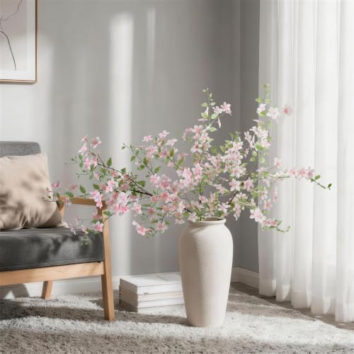 Fake Flowers, 3 Pcs Artificial Flowers Greenery Stems Faux Greenery Stems Branches for Vases Realistic Silk Real Touch Spring Greenery Stems Bulk Bedroom Office Wedding Table Summer Home Decor - color: Pink