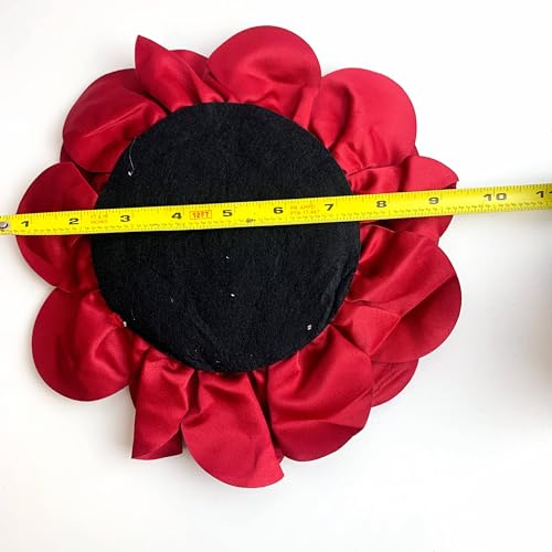 Heyiwell Large Satin Fabric flower for Brooch Pin Wedding Party Dance Dress Suit Clothes Head Hair Accessories DIY Decor 9.45"Inch - color: Wine Red