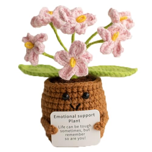 Artificial Crochet Flowers, Handmade Knit Floral Arrangements for Home Decor, Wedding Bouquet Centerpiece Gift for Mother’s Day, Birthday, Anniversary, Kitchen, Office Desk (Pink-B) - color: Pink-b