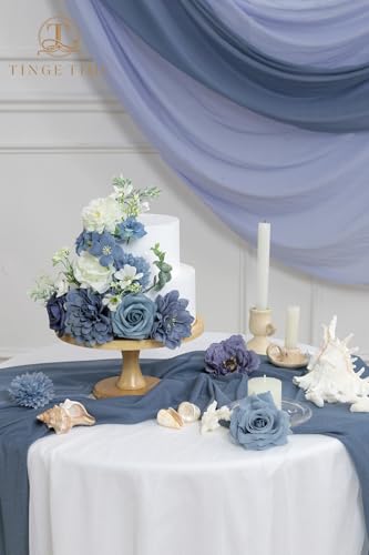 TINGE TIME Fake Flowers Artificial Flowers Peonies Bulbous Chrysanthemum Daisy Hydrangea Sunflower Violets Dahlia Daffodils Epiphyllum Orchid Cherry Blossom Camellia Leyaron (Dusty Blue) - color: Dusty Blue