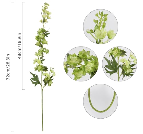 IPOPU Sage Green Delphinium Artificial Flowers 5PCS Silk Larkspur Realistic Faux Snapdragon for Vase, Wedding Centerpieces, Home Table Party Decor - color: 5pcs-green