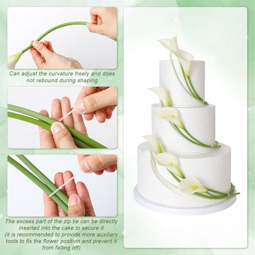 Norme 7 Pcs Cake Flowers Toppers White Calla Lily Artificial Faux Flowers Decor for Wedding Cakes, Birthday, Baby Shower & Baptism Party Decorations, 24.8" & 19.7" Floral Theme Cake Decor - style: Calla Lily