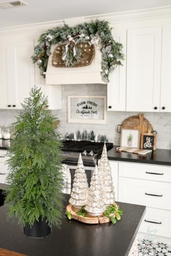 3FT Artificial Cedar Topiary Tree, Real Touch Fake Cedar Topiary Tree Potted Plants for Home Office Front Porch Garden Entryway Indoor Outdoor Evergreen Decor - style: 3ft