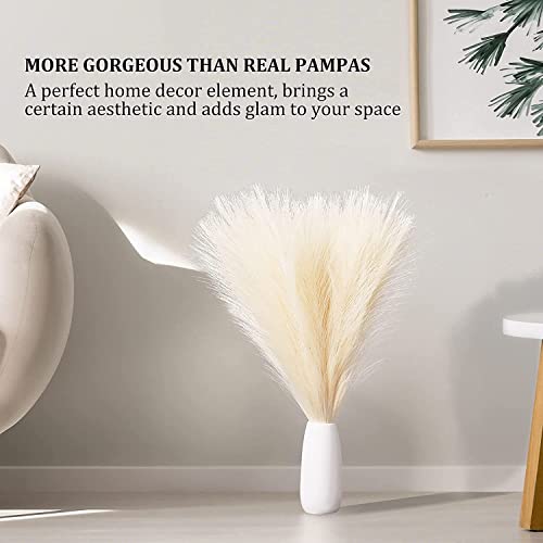 Faux Pampas Grass, 18"/45cm Artificial Pampas Grass Fluffy 6 Stem pompous Grass Flower Arrangement for Boho Home Wedding Decoration(Grey) - color: Grey