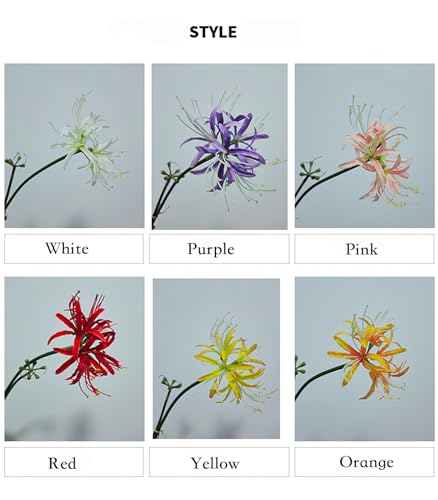 6 Sets 67 CM Lycoris Radiata Artificial Spider Lily Flowers Stonegarlic Clusteramaryllis for Home Garden Wedding Party Decor (Purple) - color: Purple