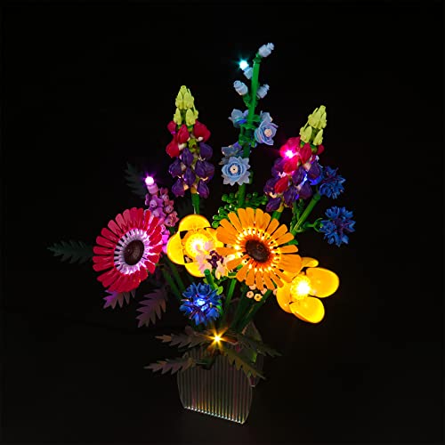 LED Light Kit for Lego Wildflower Bouquet 10313 Artificial Flowers with Poppies and Lavender, Decoration Lights Valentines Day Gift (Lights Only, No Lego Models) - color: 10313 Wildflower Bouquet, size: Standard Version