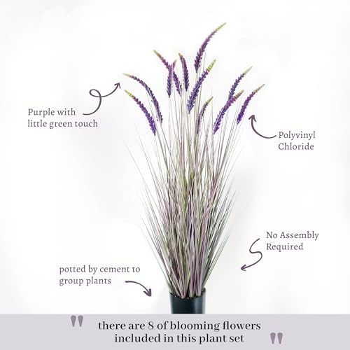 KOL 5ft 2-Pack Faux Veronica Spiked Speedwell Grass, 59in Artificial Veronica Spicata Plant, Tall Fake Reed Grasses for Home Office Garden Wedding Décor, Indoor Outdoor, UV-Resistant, Purple - color: Purple-green, size: 5FT